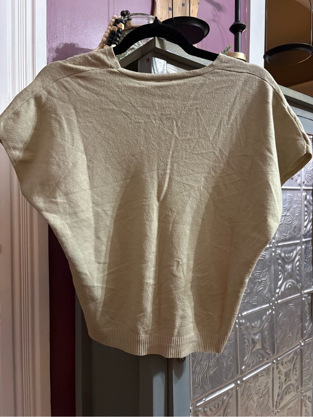 NWT- Aaeda Light Beige/Green Floral Embroidered Sweater Top - Picture 2 of 7
